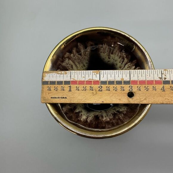 Vintage MCM Jasba Keramik German Pottery Drip Glaze Gold Rim Ceramic Vase 1960s - Picture 7 of 7